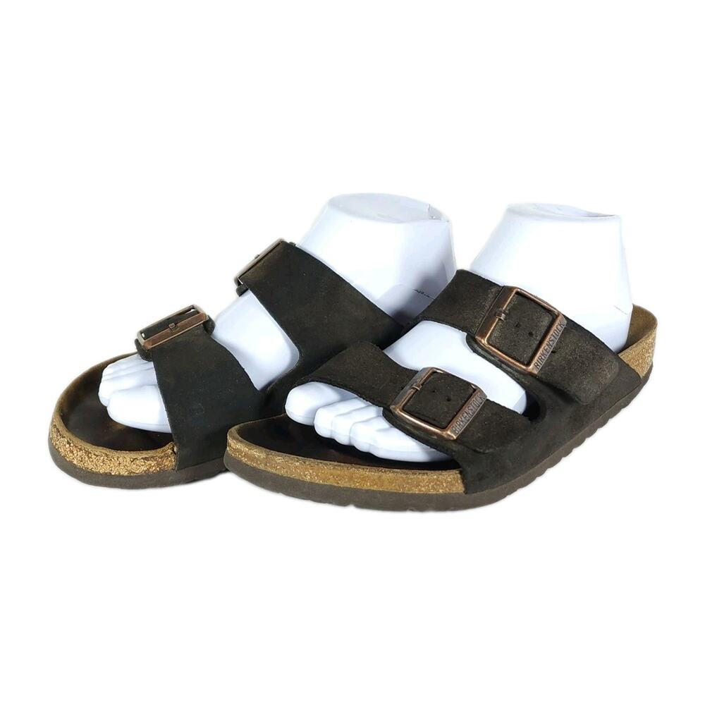 BIRKENSTOCK Arizona EU40 L9 M7 Suede Brown 2 Straps Slide Sandals